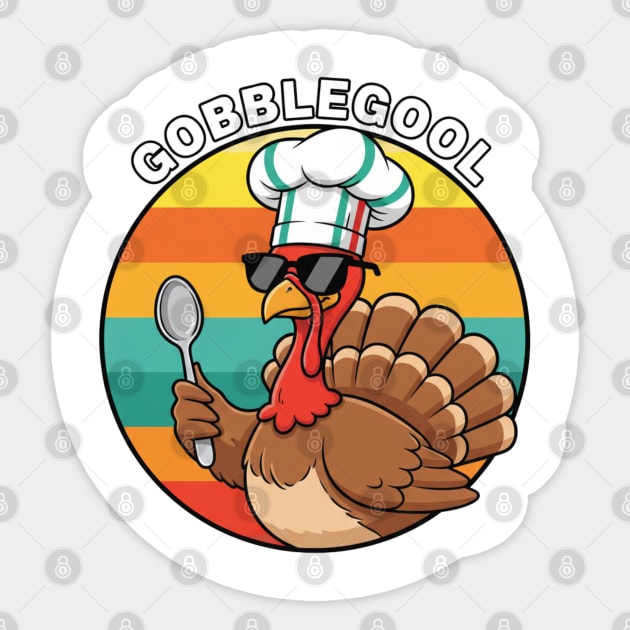 Gobblegool Turkey Chef – Funny Thanksgiving Italian Turkey Sticker by Creatifly Graphic Tees